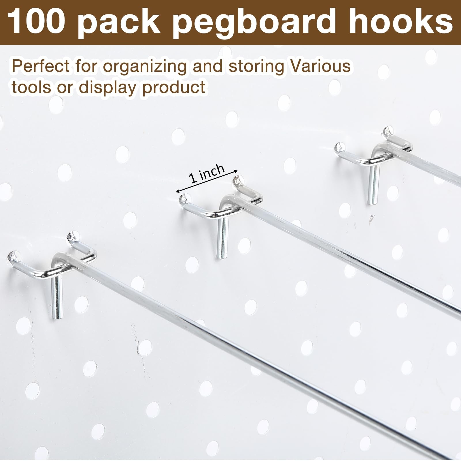 100 Pack Peg Board Hooks Stainless Steel Pegboard Hooks Shelving Display Hanging