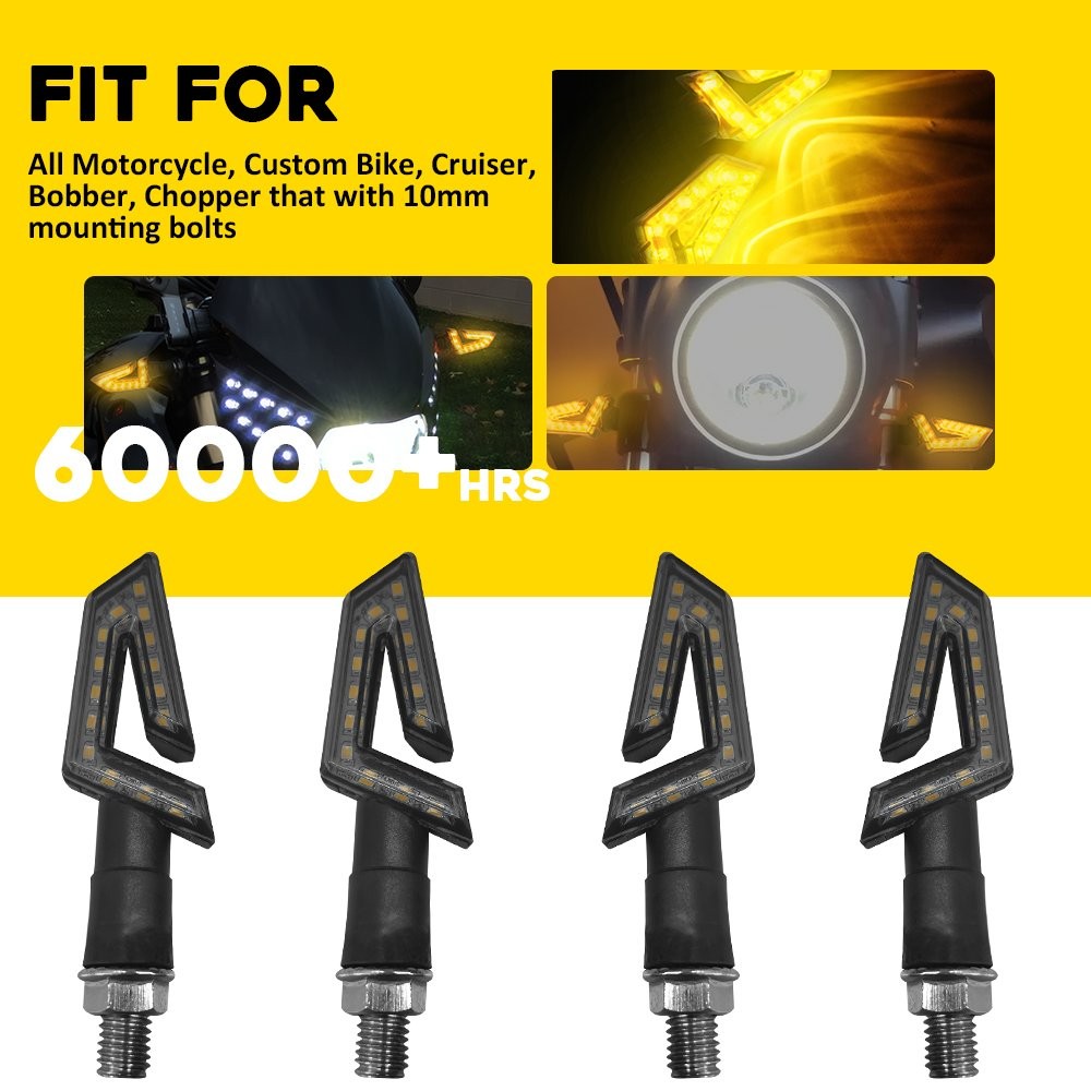 4X LED Motorcycle Turn Signal Blinker Lights Amber For Cruiser Bobber Chopper EK