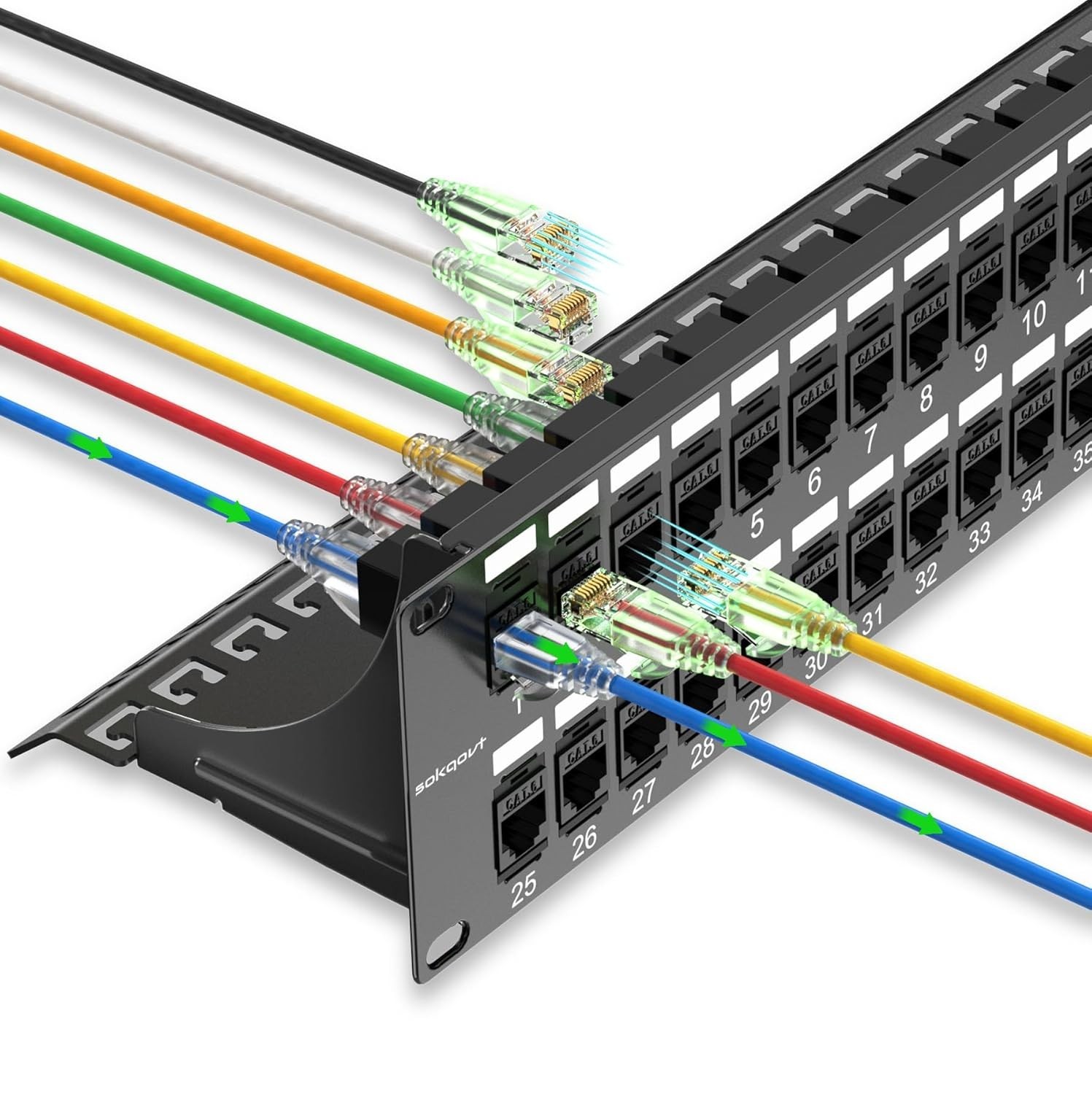 Patch Panel 48 Port Cat6 with Coupler Keystone, Cat6 Network Patch Panel 10G