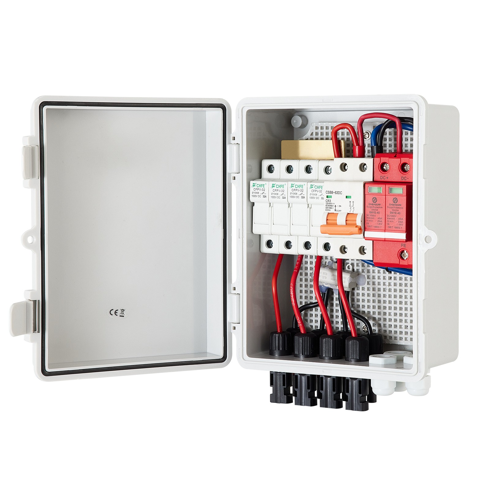 Uimoso Solar PV Combiner Box 4 String 15A for Solar Panel System, ABS Case, IP65