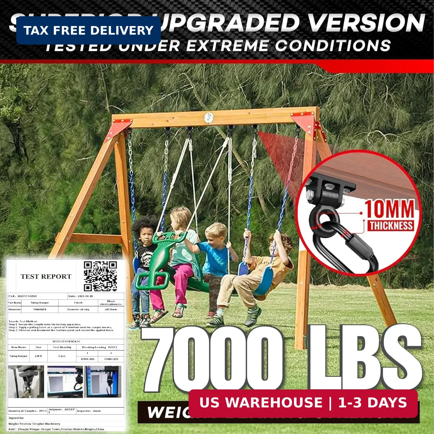 [Premium] Swing Hanger, Heavy Duty 10MM Solid Swing Set Hardware, Swing Hooks Sc