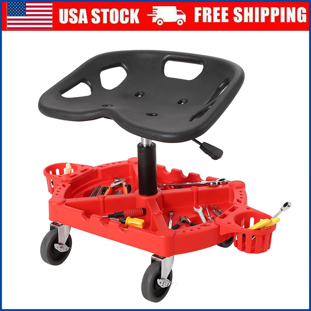 Adjustable Garage Shop Stool 330LBS Rolling Mechanic Work Seat w/ Casters New