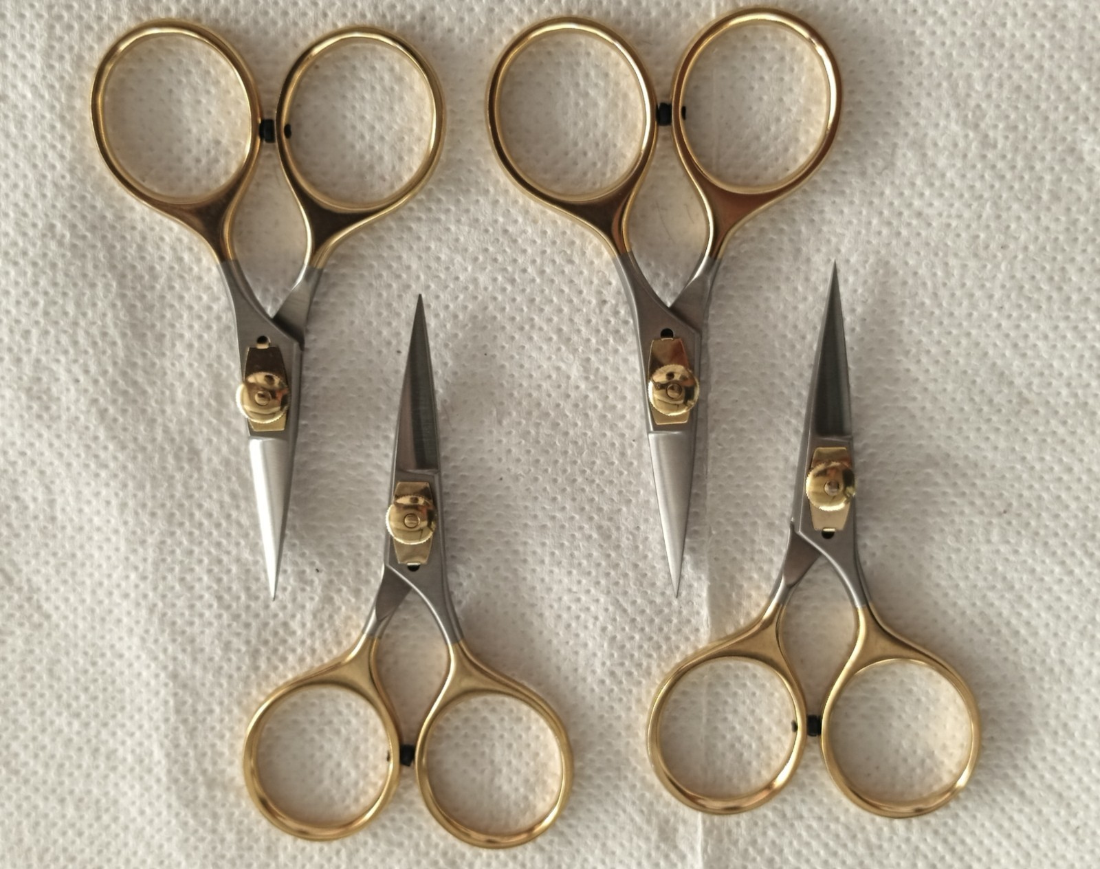 4 Pcs Gold Handle Iris Scissors Set - Sharp Fine Tip Fly Tying & Embroidery Scis