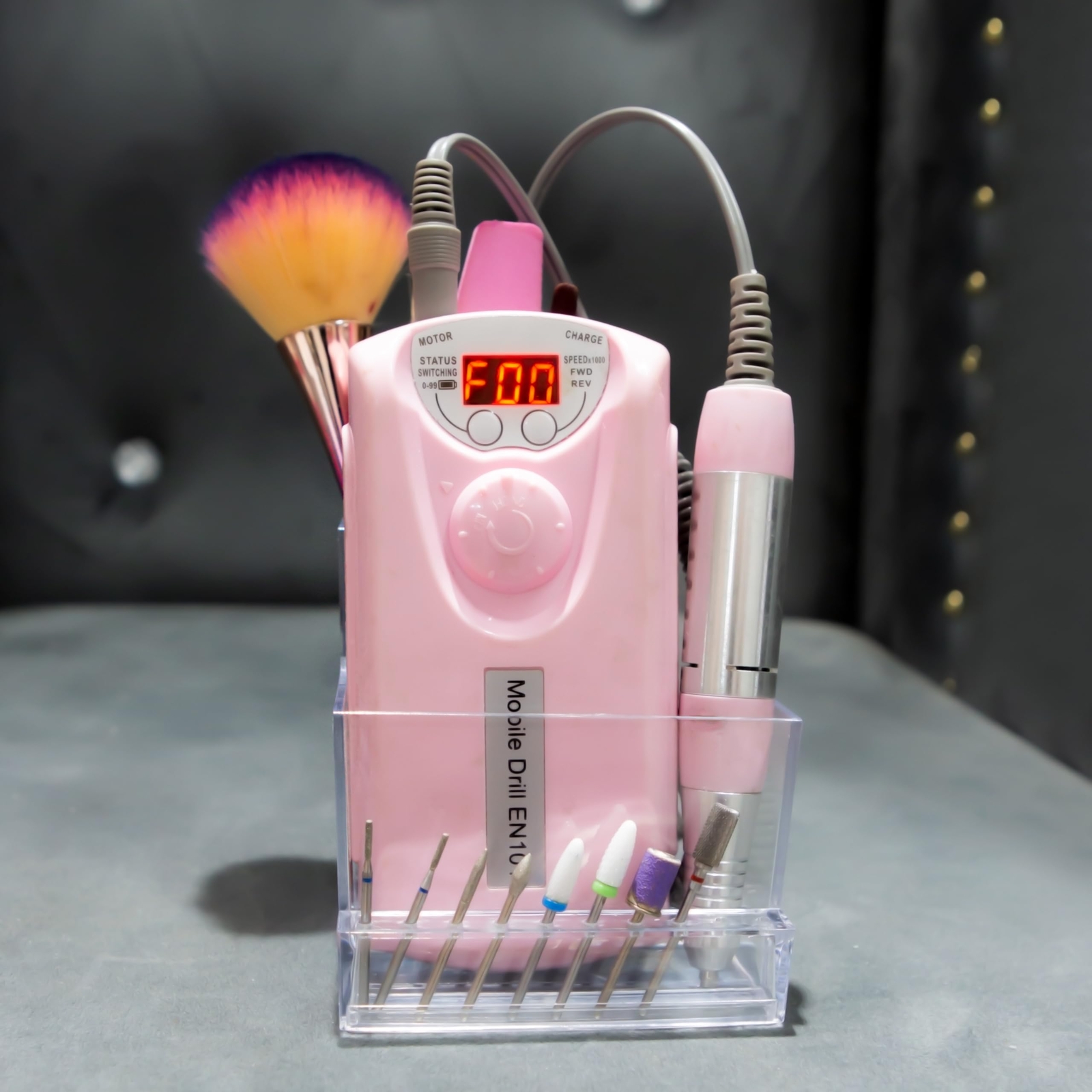 10 Holes Nail Drill Machine and Bits Storage Box Nail Drill Organizer Box