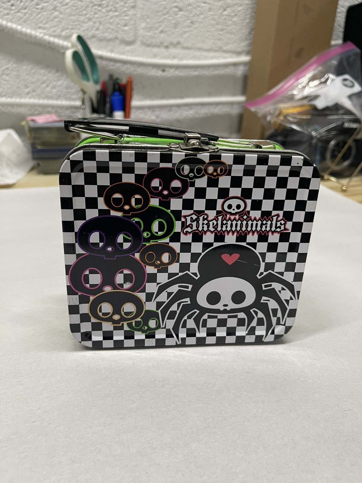 2009 Skelanimals Spider Tin Metal Mini 5” Lunch Box Target Exclusive - READ DESC