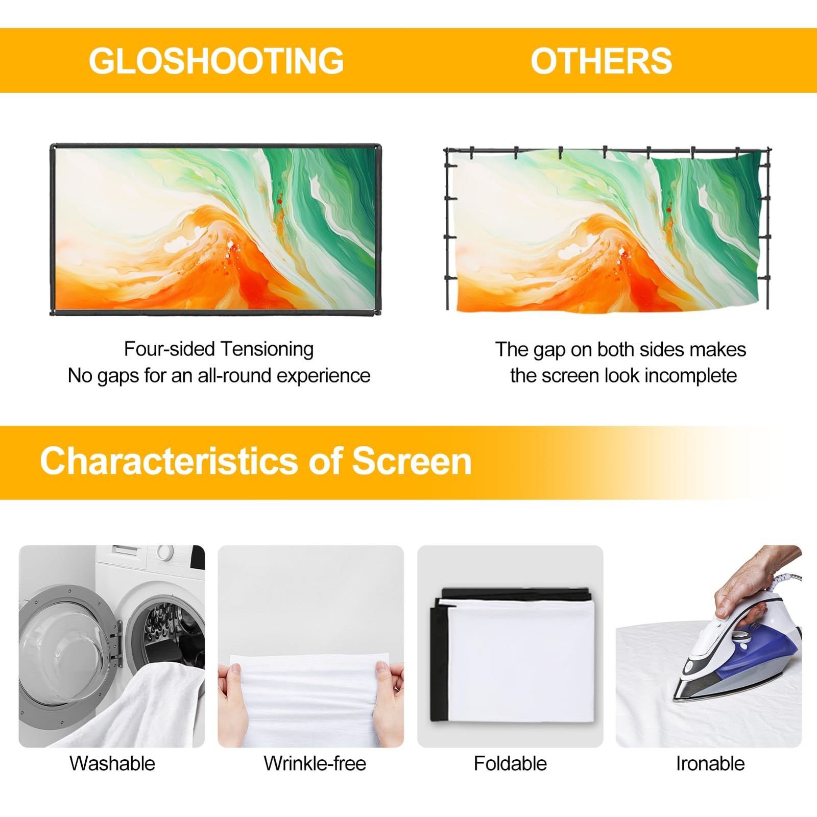Projector Screen with Stand, 100 inch Portable Projector Screen Stand with El...