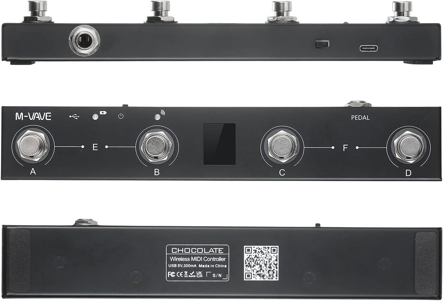Rechargeable MIDI Foot Controller - Bluetooth Connectivity & Intuitive Display