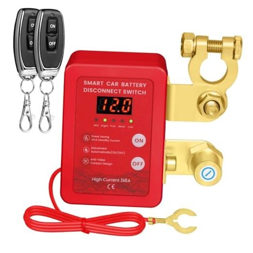 Kill Switch for Car - Remote Battery Disconnect Switch 12v, 240A, Upgrade red