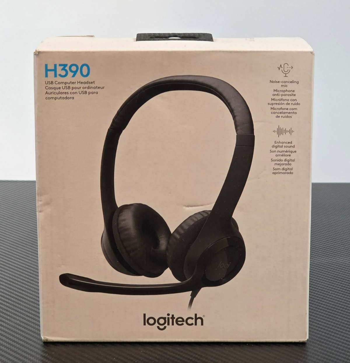 Logitech H390 Wired USB-A On-Ear Stereo Headphones w/ Noise Canceling Microphone