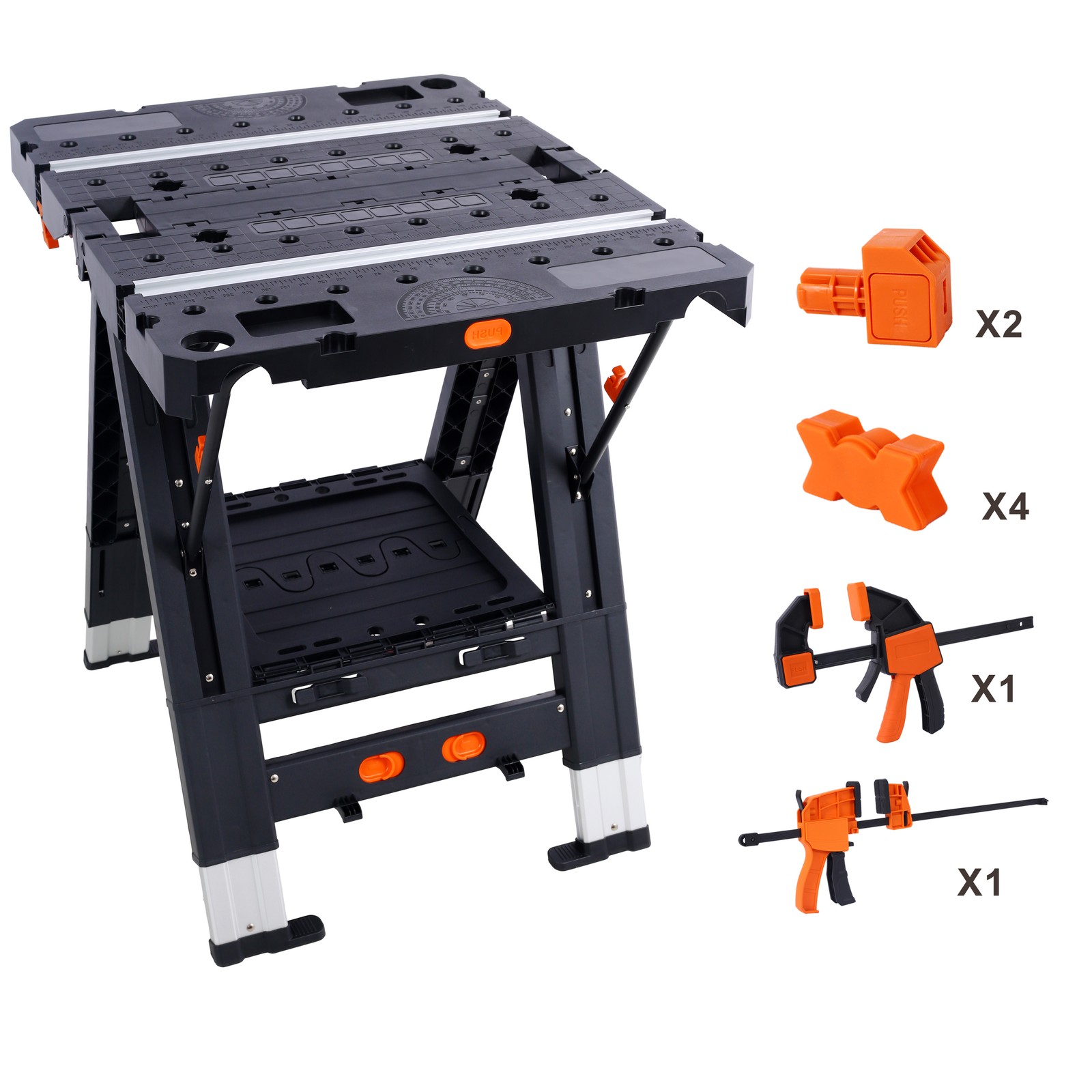 Portable Folding Work Table, 2-in-1 as Sawhorse & Workbench, Large Load Capacity