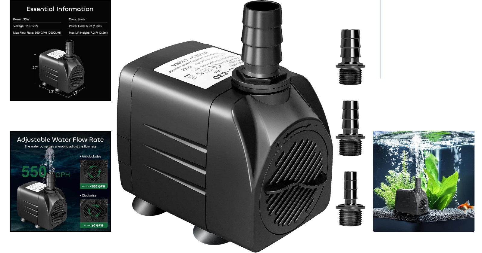 Eco-Friendly 550GPH Submersible Pump - Quiet Operation & Secure Installation