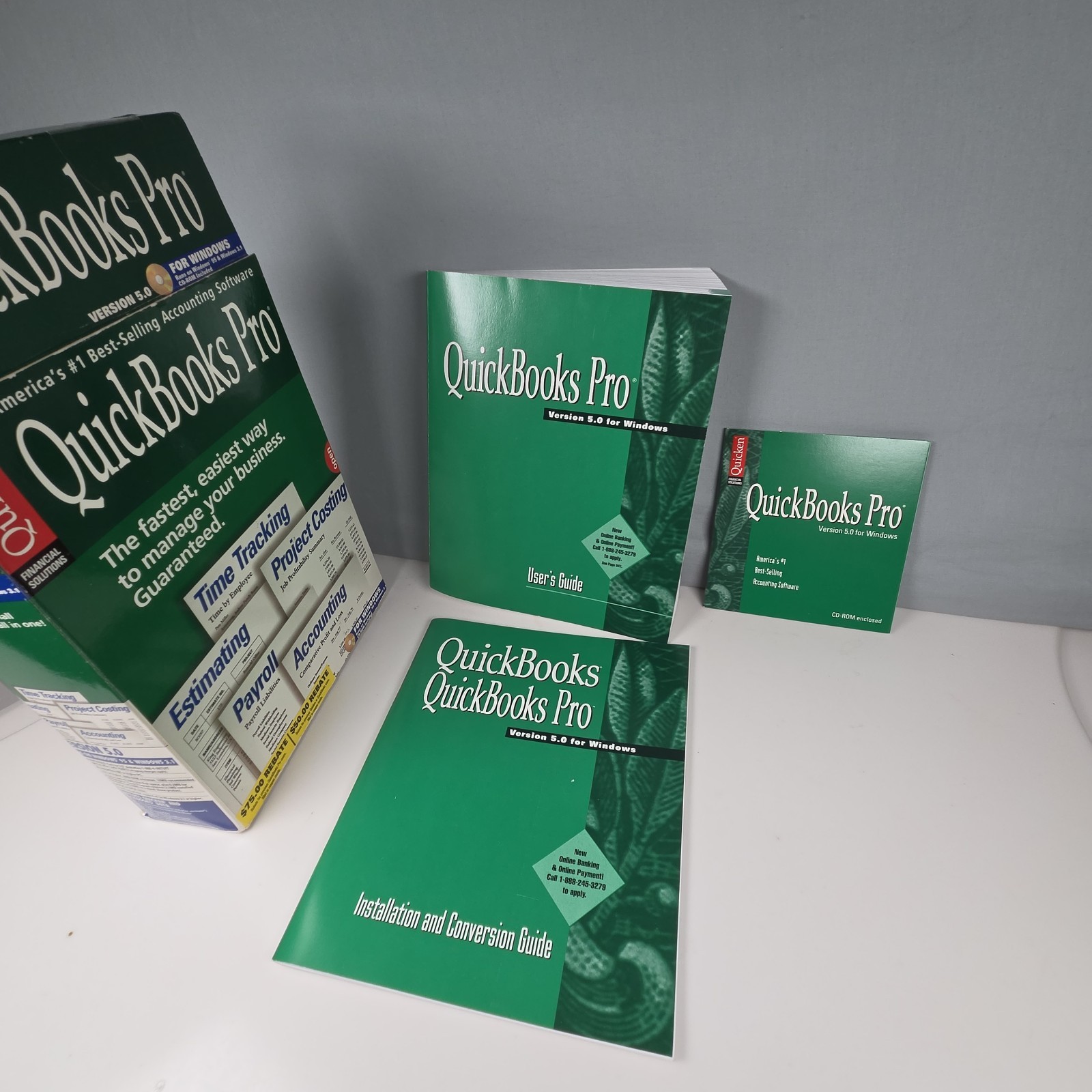 Vintage QuickenQuickbooks Version 5.0 on windows 95 windows 3.1, 3.5” Diskettes