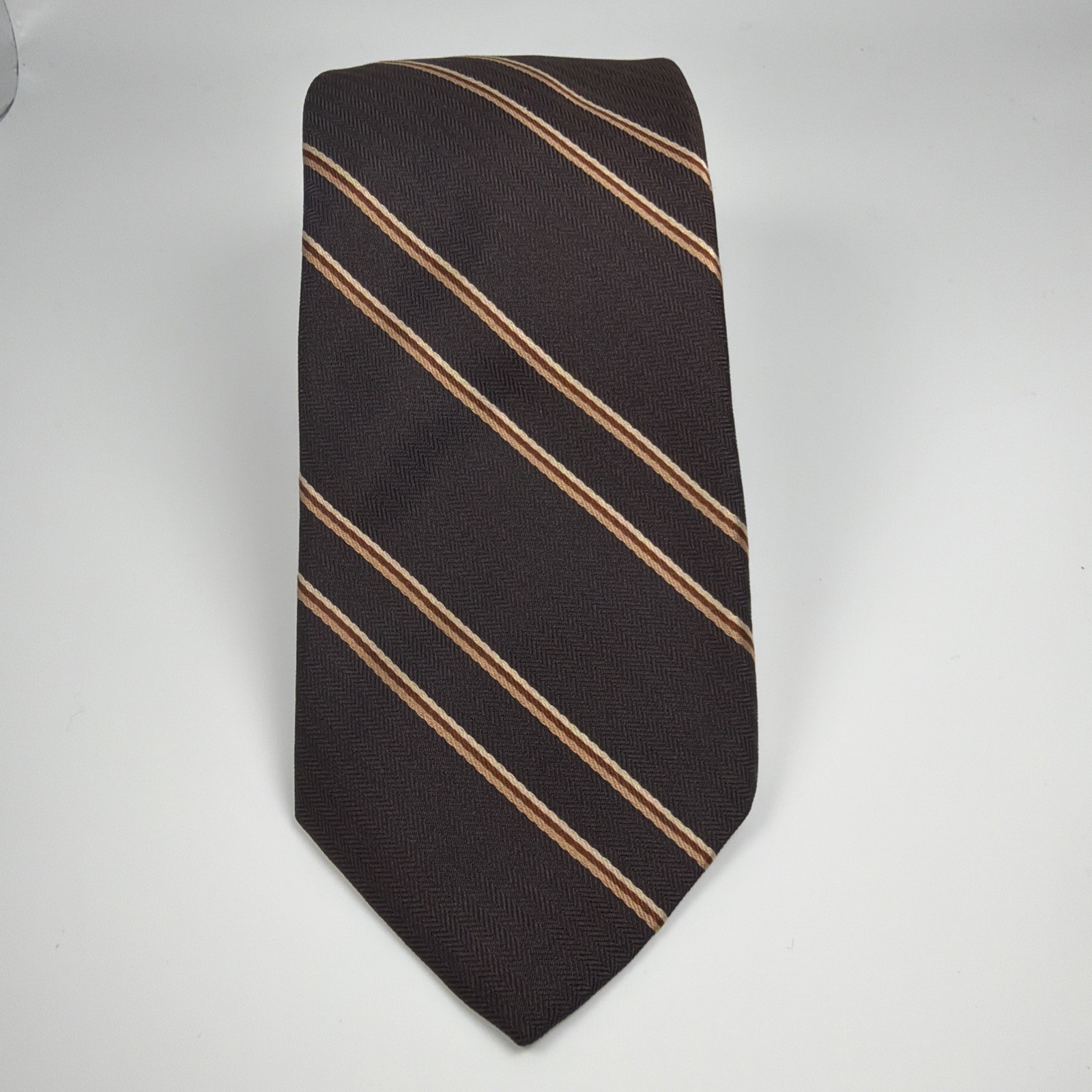 Alessandro Originals Mens Dress Tie Accessory  Brown Gold Designer 54”x3”