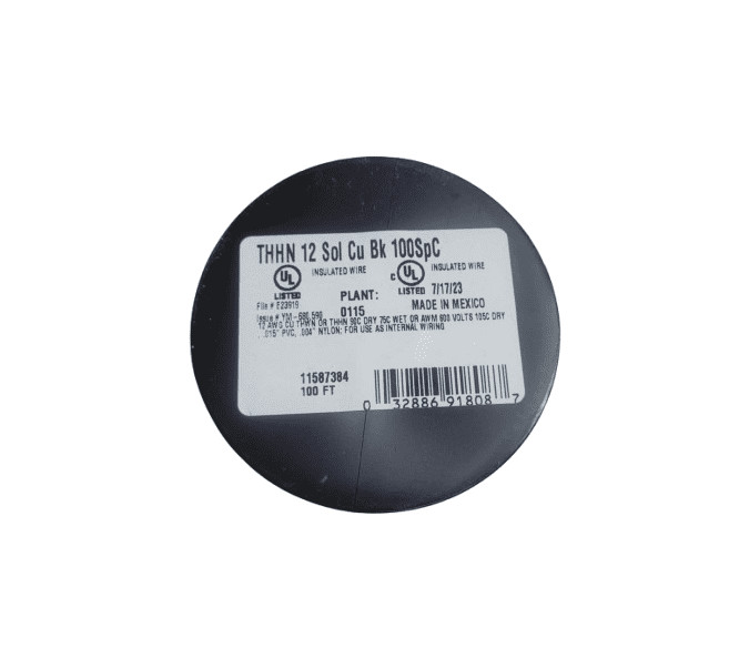 Southwire 100 ft. 12 Black Solid CU THHN Wire 11587338