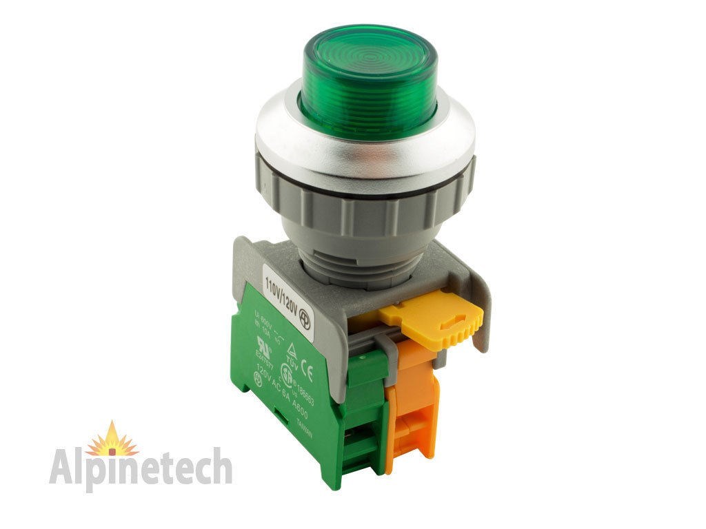 ATI LXL30 Green 30mm Momentary Push Button Switch Illuminated 220V LED NO