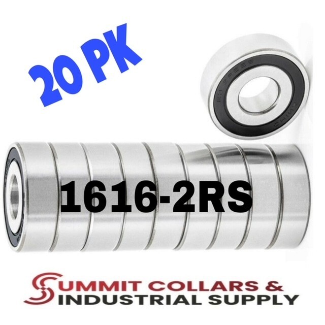 (20 PK) 1616-2RS SEALED BALL BEARING 1/2 ID X 1-1/8 OD X 3/8 WIDE