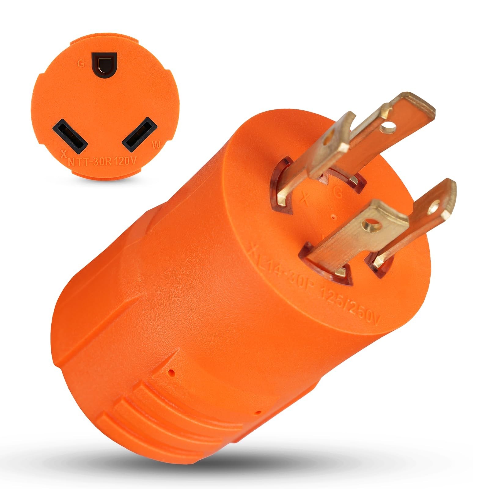 30A RV Generator Adapter, NEMA L14-30P to TT-30R, 3750W | ETL Listed with 4-P...