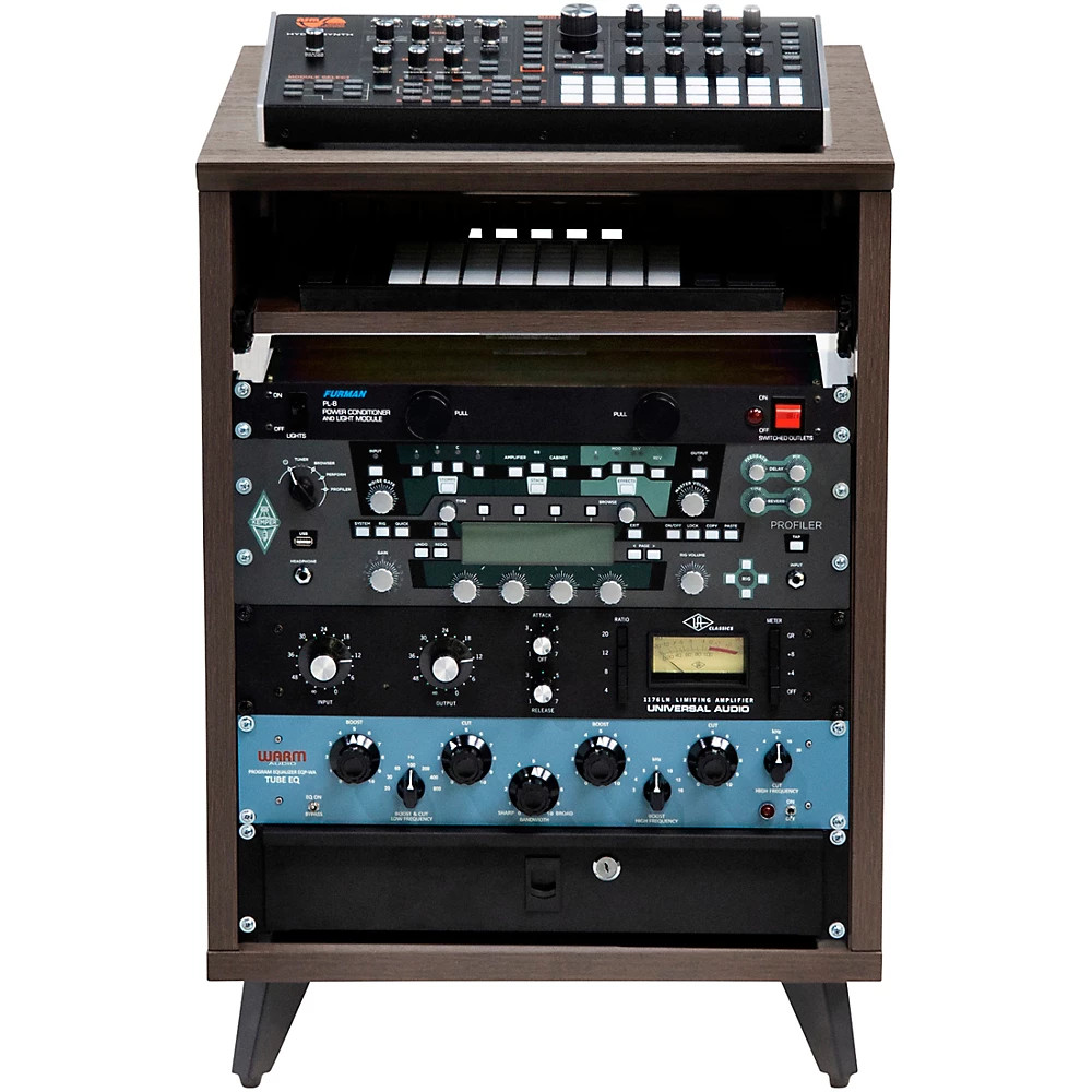 Gator Frameworks Elite Furniture Series 10U Studio Rack Table Dark Walnut