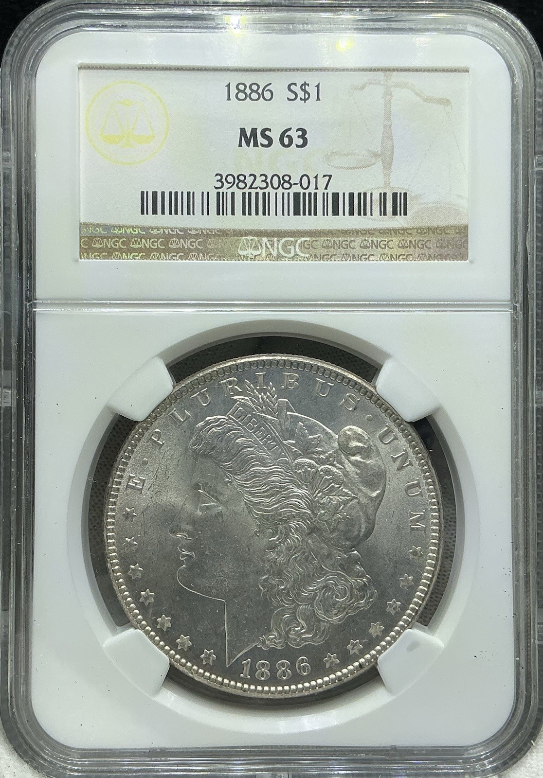 1886 MORGAN DOLLAR NGC MS 63