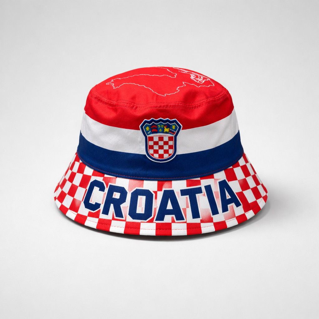 CROATIA HRVATSKA - Bucket Hat "Croatia Map Checkers"