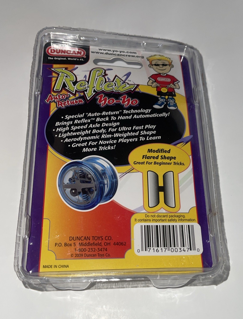 Duncan Toys YoYo Reflex Auto Return Yo-Yo Beginner String Trick Blue 3513AR New