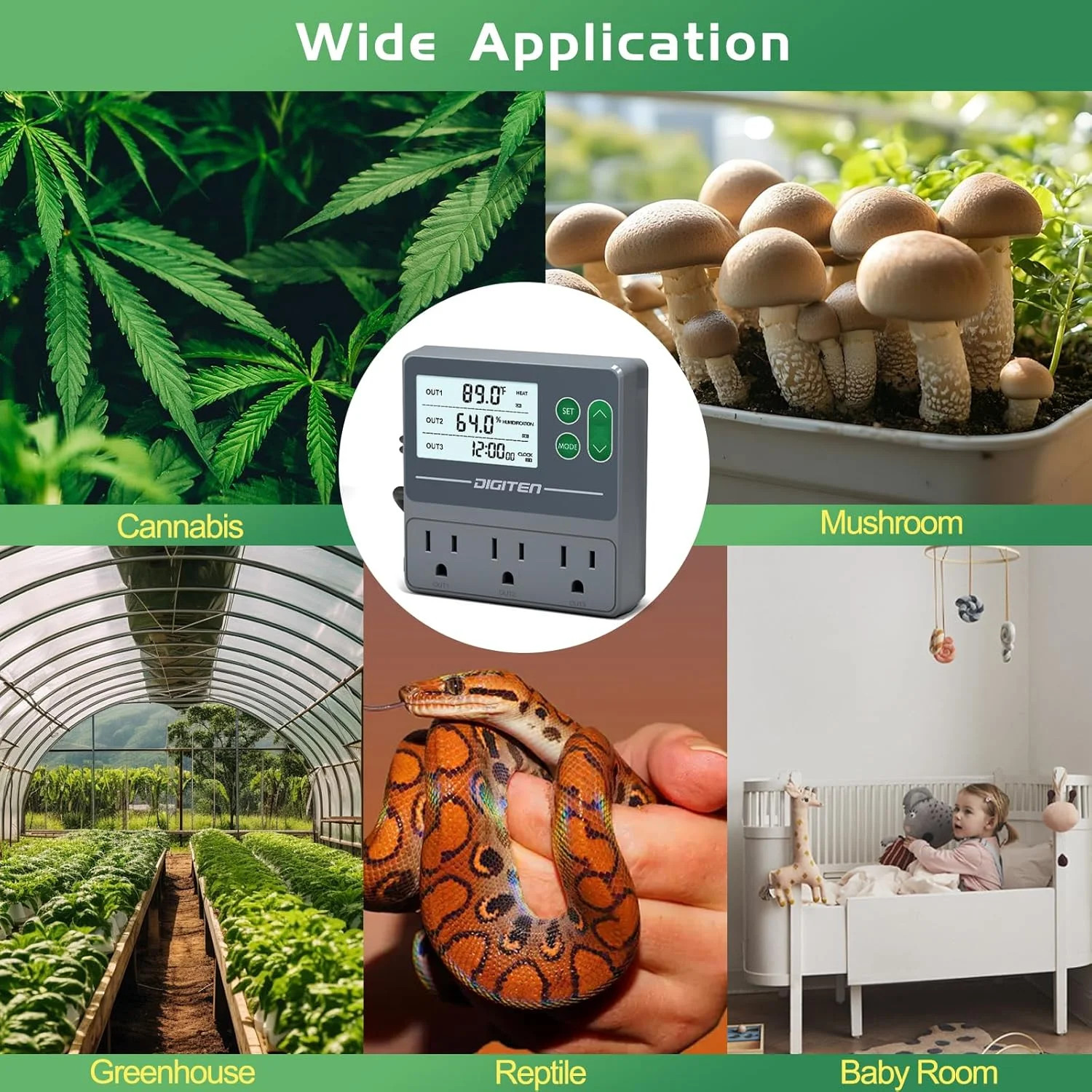 Dual Probe Temperature & Humidity Controller, Independent Sensors for Precise Te