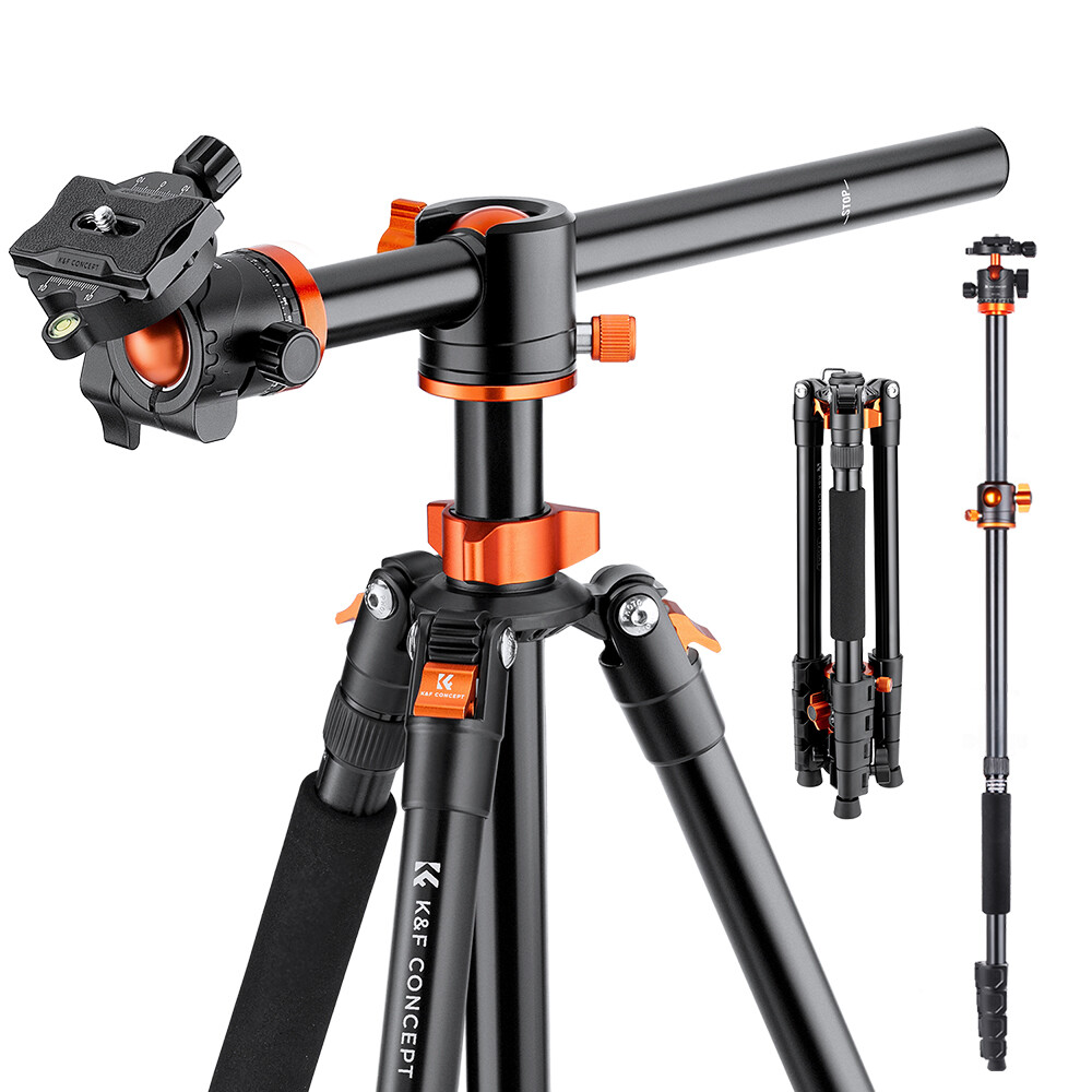 K&F CONCEPT Camera Tripod Aluminium w/ Transverse Center Column for DSLR Cameras