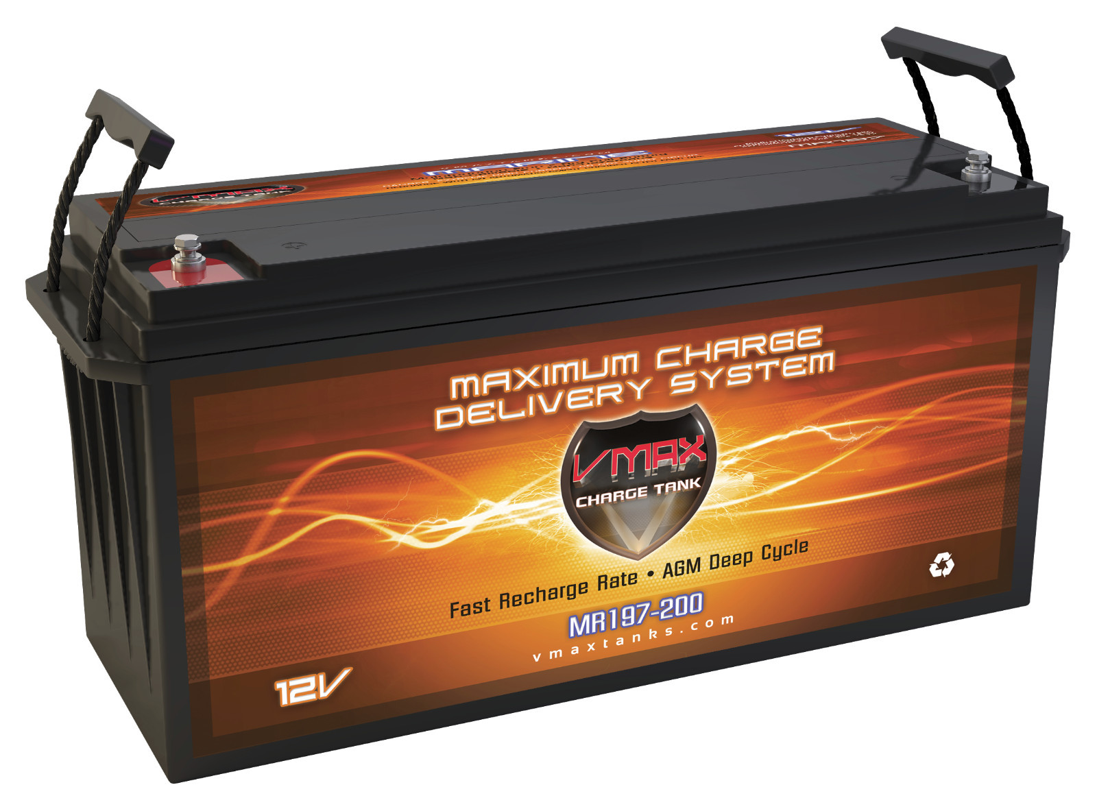VMAX BOAT MARINE RV BATTERY MR197-200 DEEP CYCLE 12V VMAX AGM MARINE BATTERY