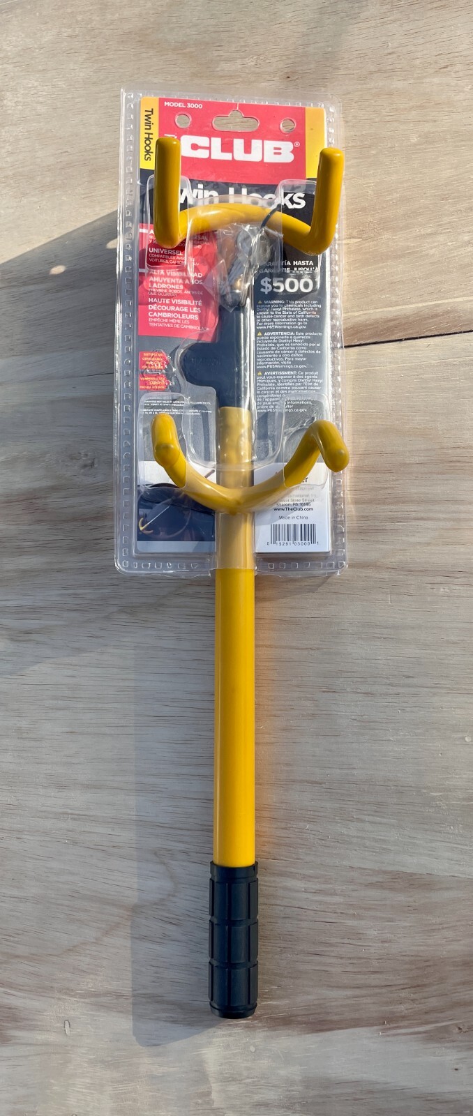 THE CLUB 3000 Twin Hooks Steering Wheel Lock Anti-Thief Device Black/Gold CHINA