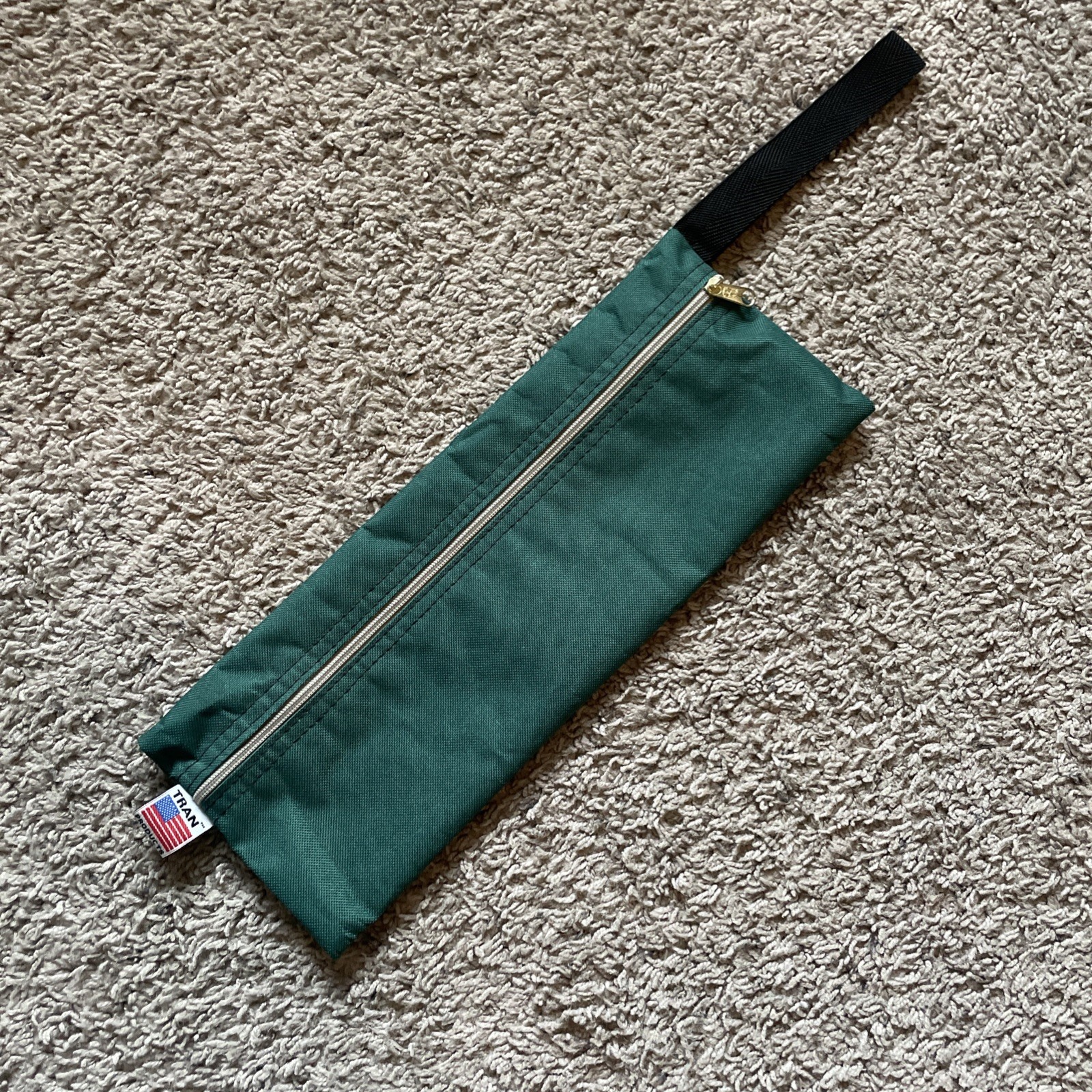 Vintage Tran by Columbia Two Colored Pencil Tools Equipment Pouch Bag Green