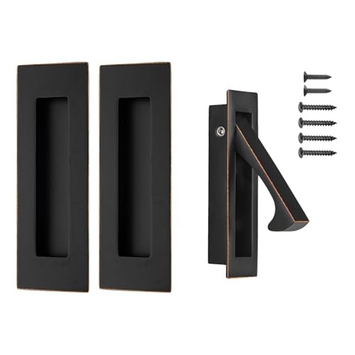 Pocket Door Hardware and Edge Pull,Stainless Steel 4.72Inch Oil Rubbed Bronze