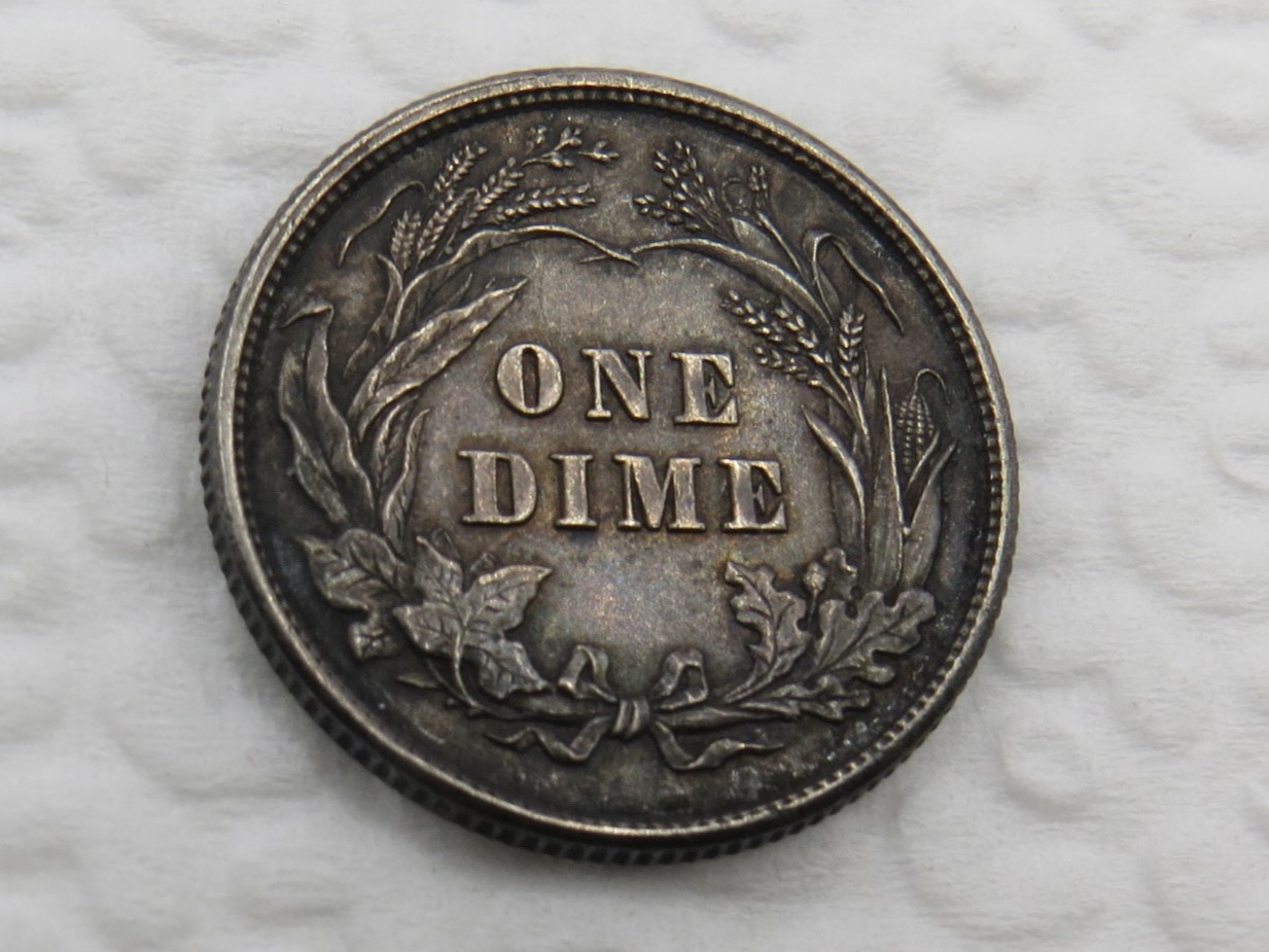 1892 P Barber Dime - AU - Beautiful Dark Toning - Sharp Strike
