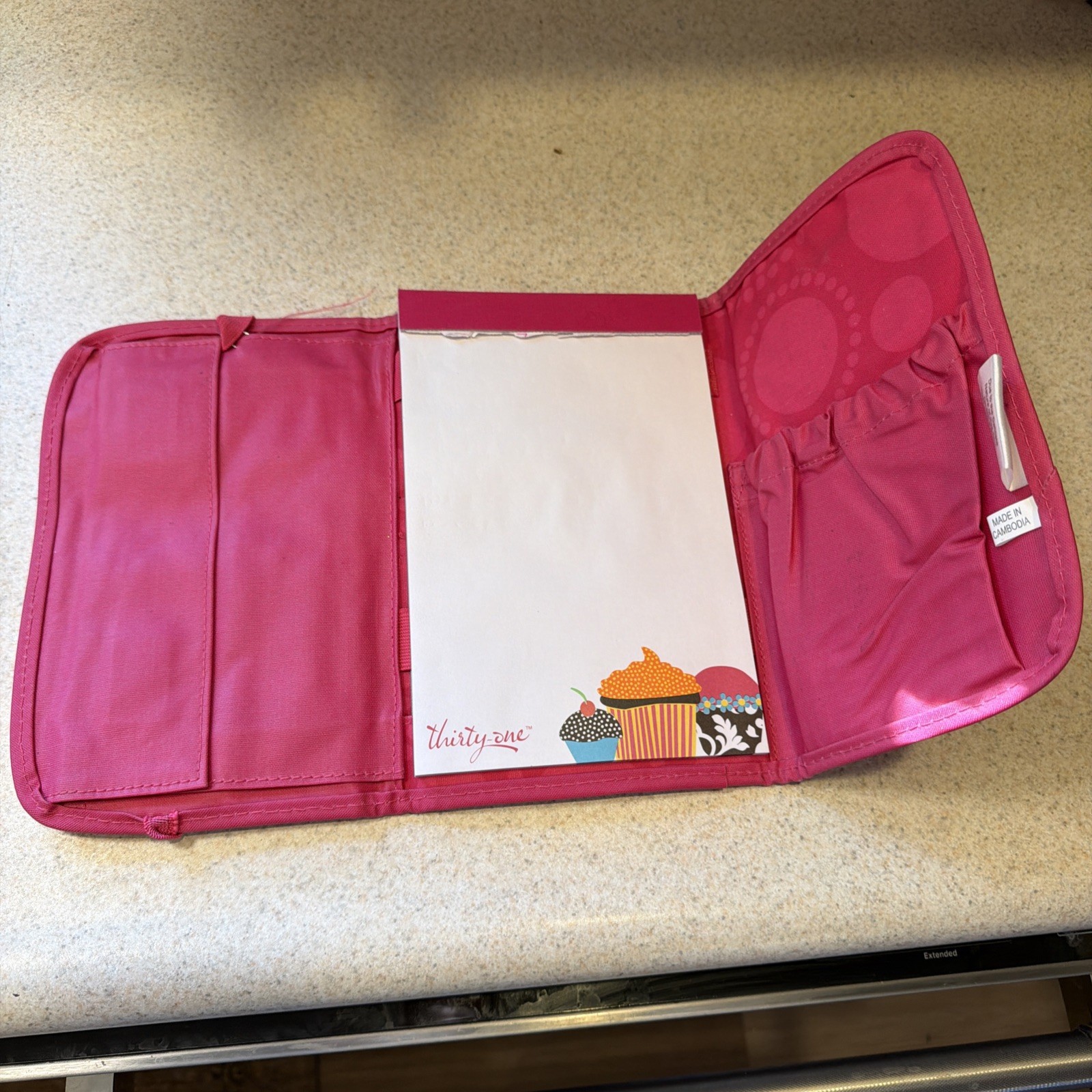 Thirty One Fold it Up Organizer Hot Pink Cupcake With Notebook Holder