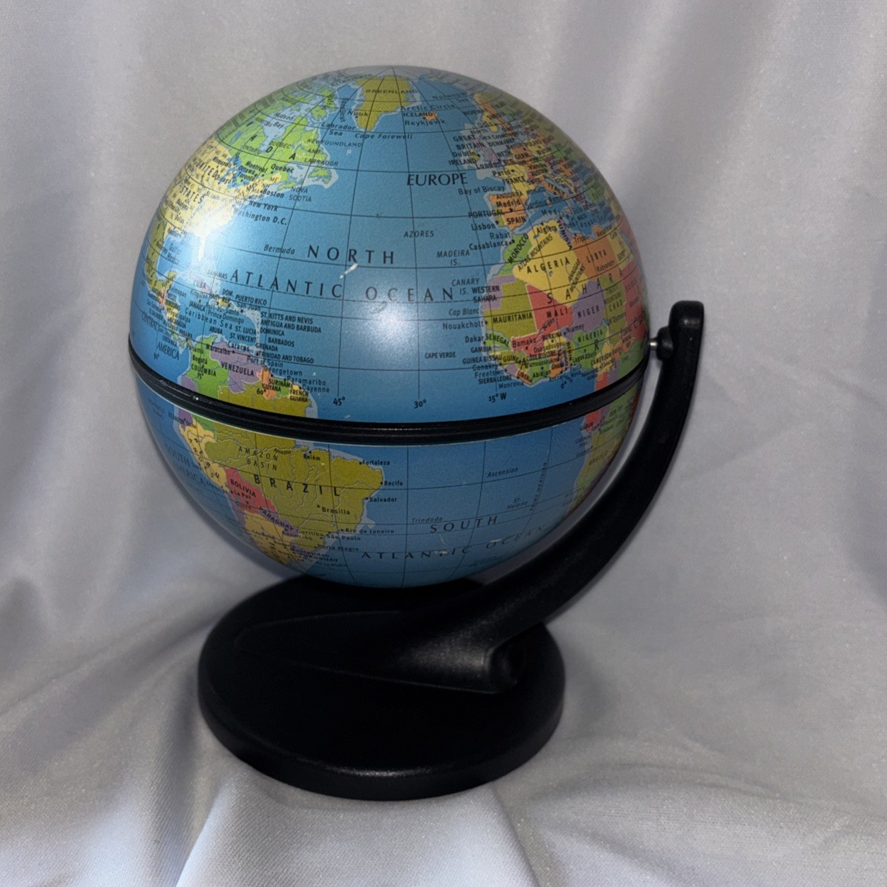Desktop Rotating Replogle World Globe 6” x 4" Dual Direction Spin