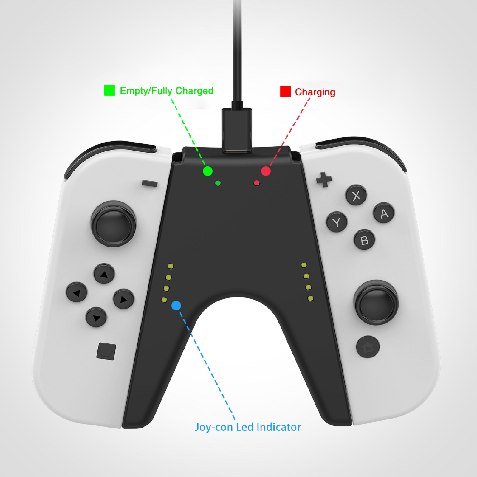 V Shape Charging Grip With Type-C Charging Cable For Switch NS JoyCon Controller