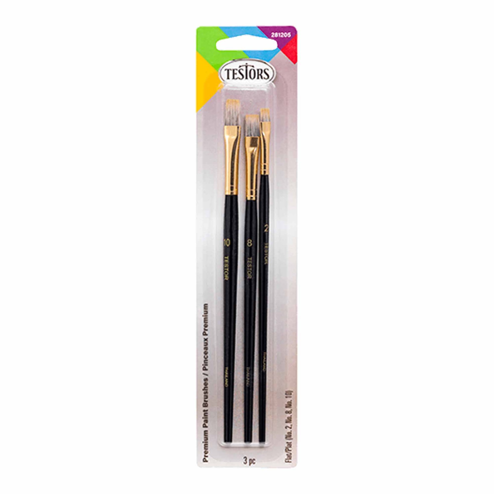 Testor Corp. 3 Piece Premium Flat Brush Set TES281205 Paint Brushes
