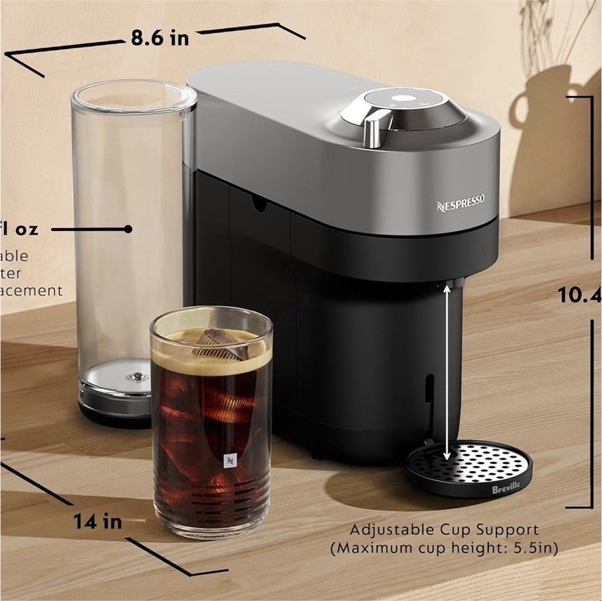 Nespresso Vertuo Pop+ Deluxe Capsule Coffee Machine & Aeroccino 3 Milk Frother