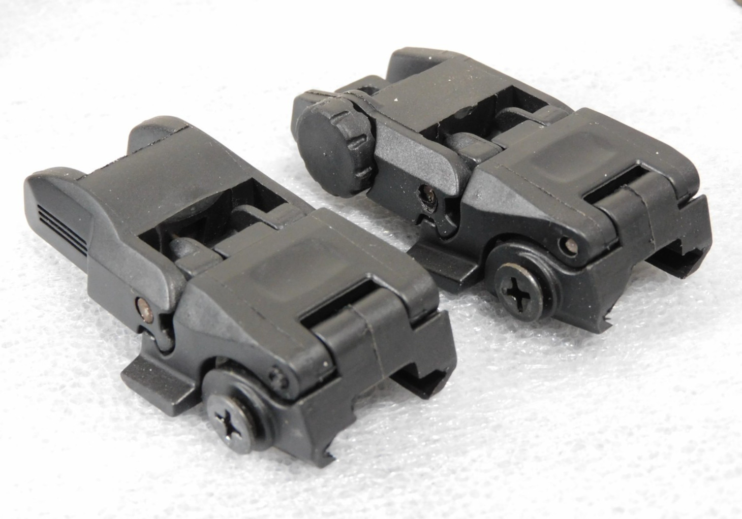 Black Polymer Folding Front and Rear Sight Flip Up Backup Sights Picatinny
