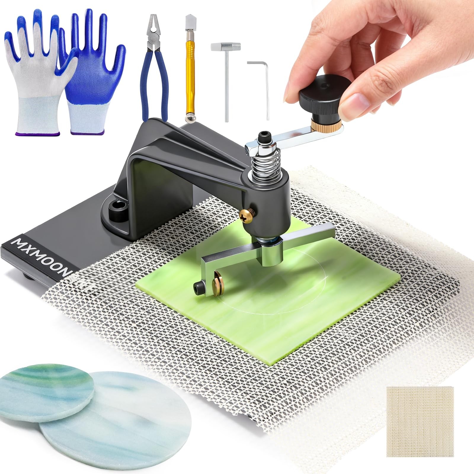 Mxmoonant Glass Circle Cutter 0.39-3.93'' Lens Cutting Tool Grey