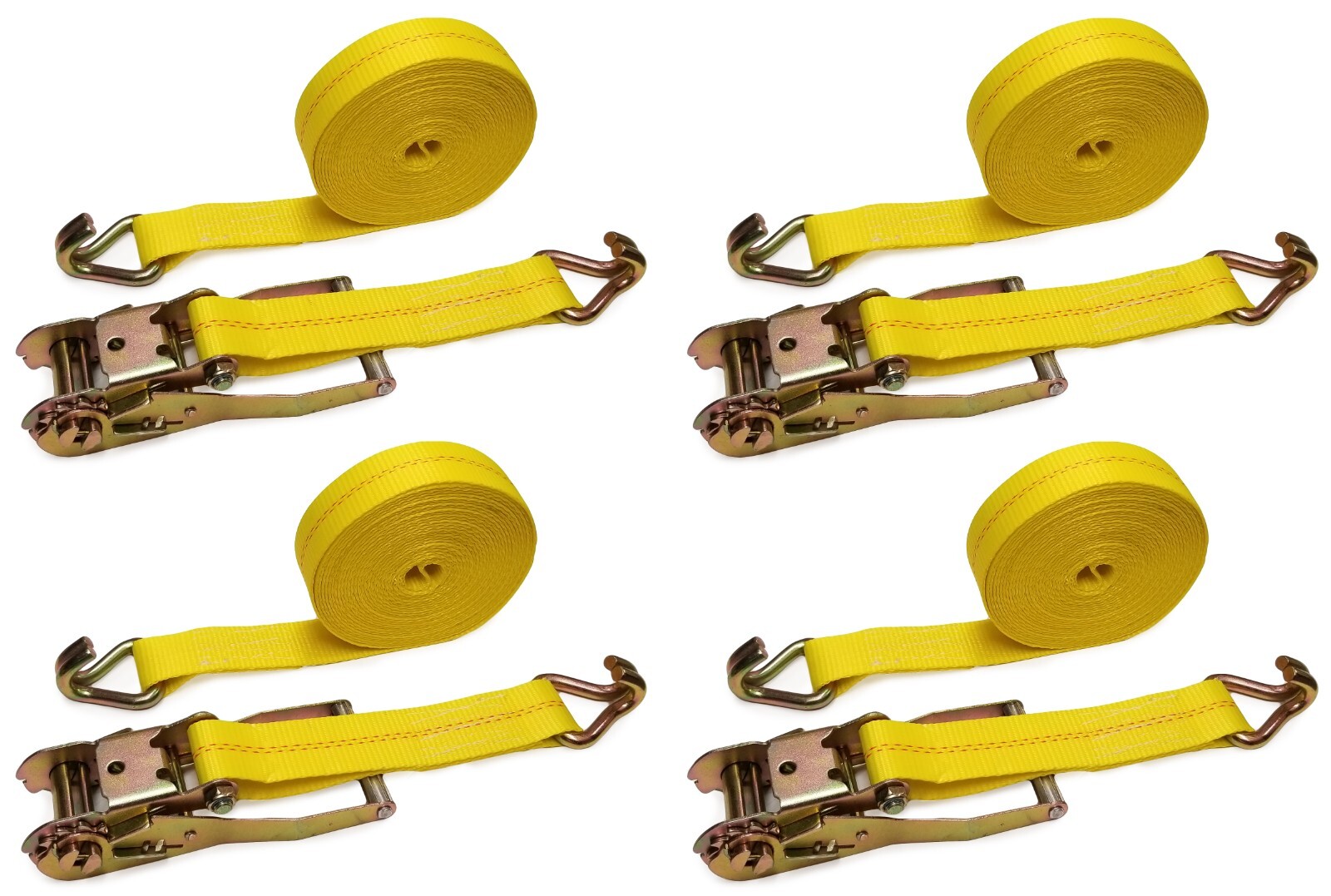 (4 pack) 2" x 30 FT Ratchet Strap Tiedown Assembly w/ Wire Hook, WLL 3333 Lbs