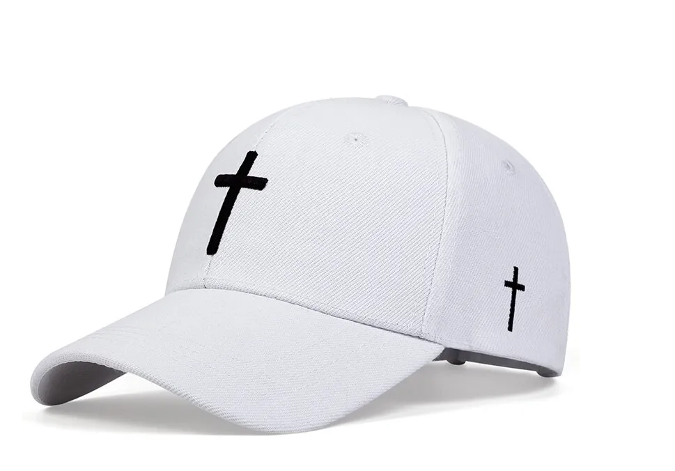 New Catholic Christian Cross Jesus Embroidery White Cap Hat Baseball Outdoor