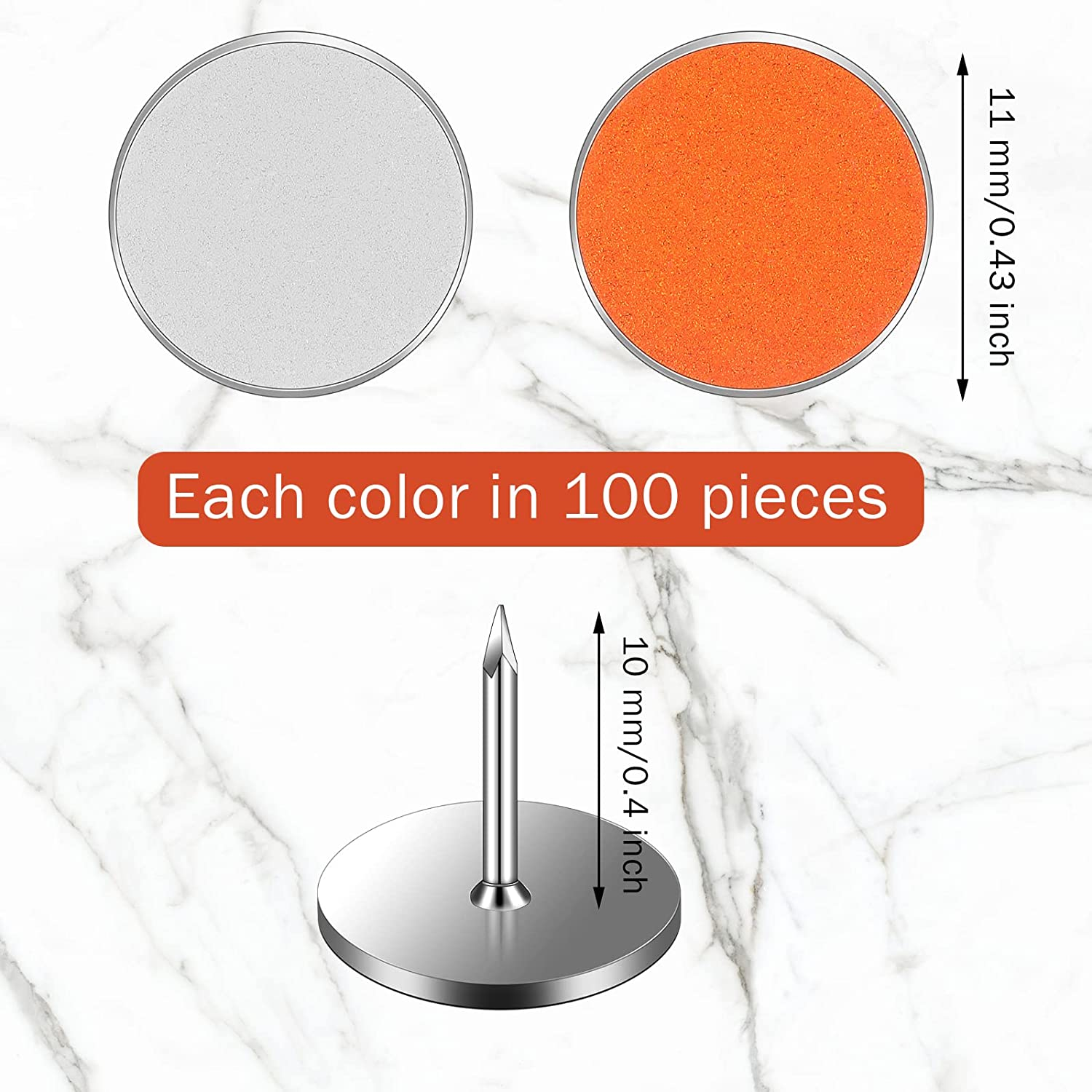 200 Pack White and Orange Reflective Tacks Trail Marking Tacks Glow Tacks
