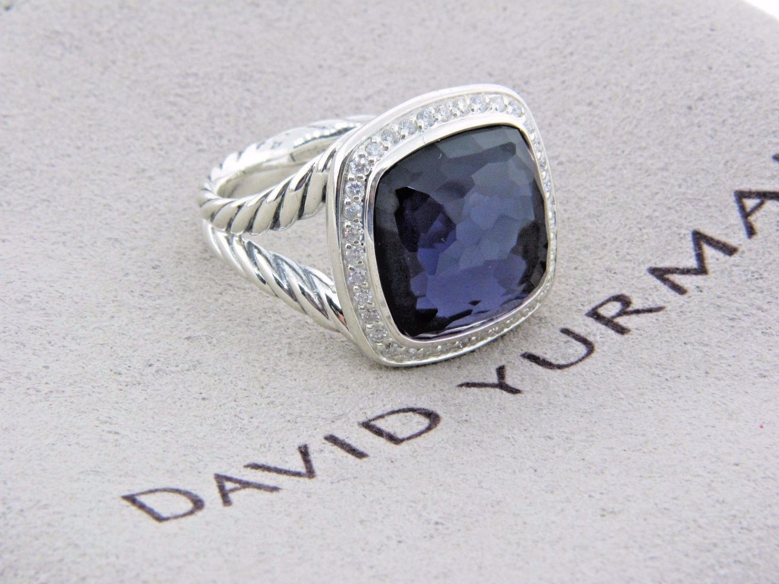 David Yurman Sterling Silver 14mm Black Orchid And Diamond Albion Ring Size 8