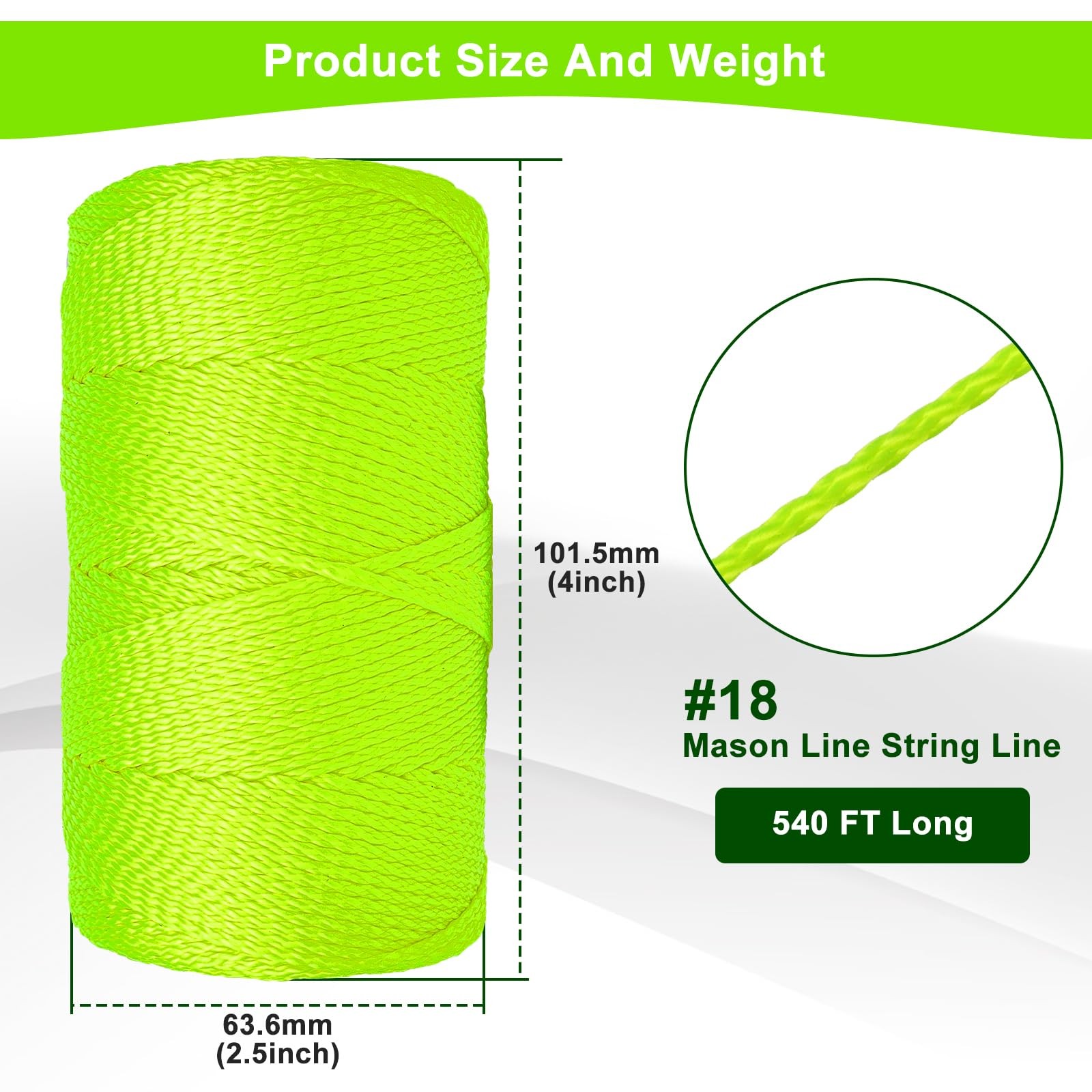 6 Pack Mason Line String, #18 540 Feet 8 Braided Construction Nylon String Li...