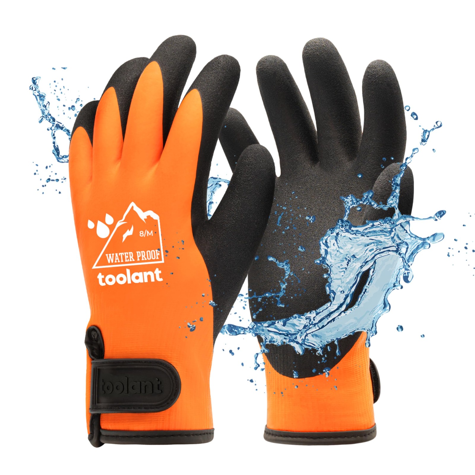toolant 100% Waterproof Winter Work Gloves, Medium (Pack of 1), Orange