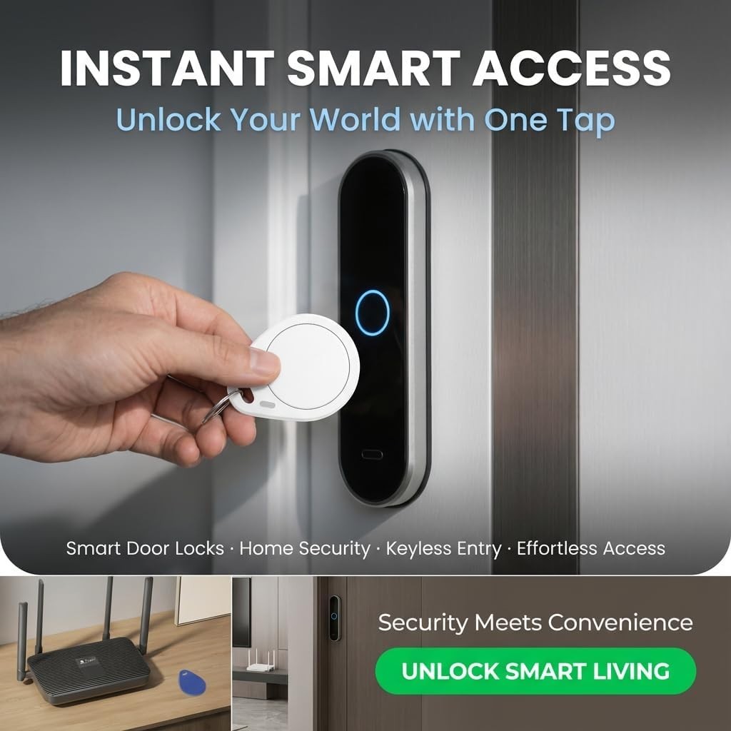Dual NFC Tags - 504 Bytes Memory, Black Keychains Compatible with iOS/Android