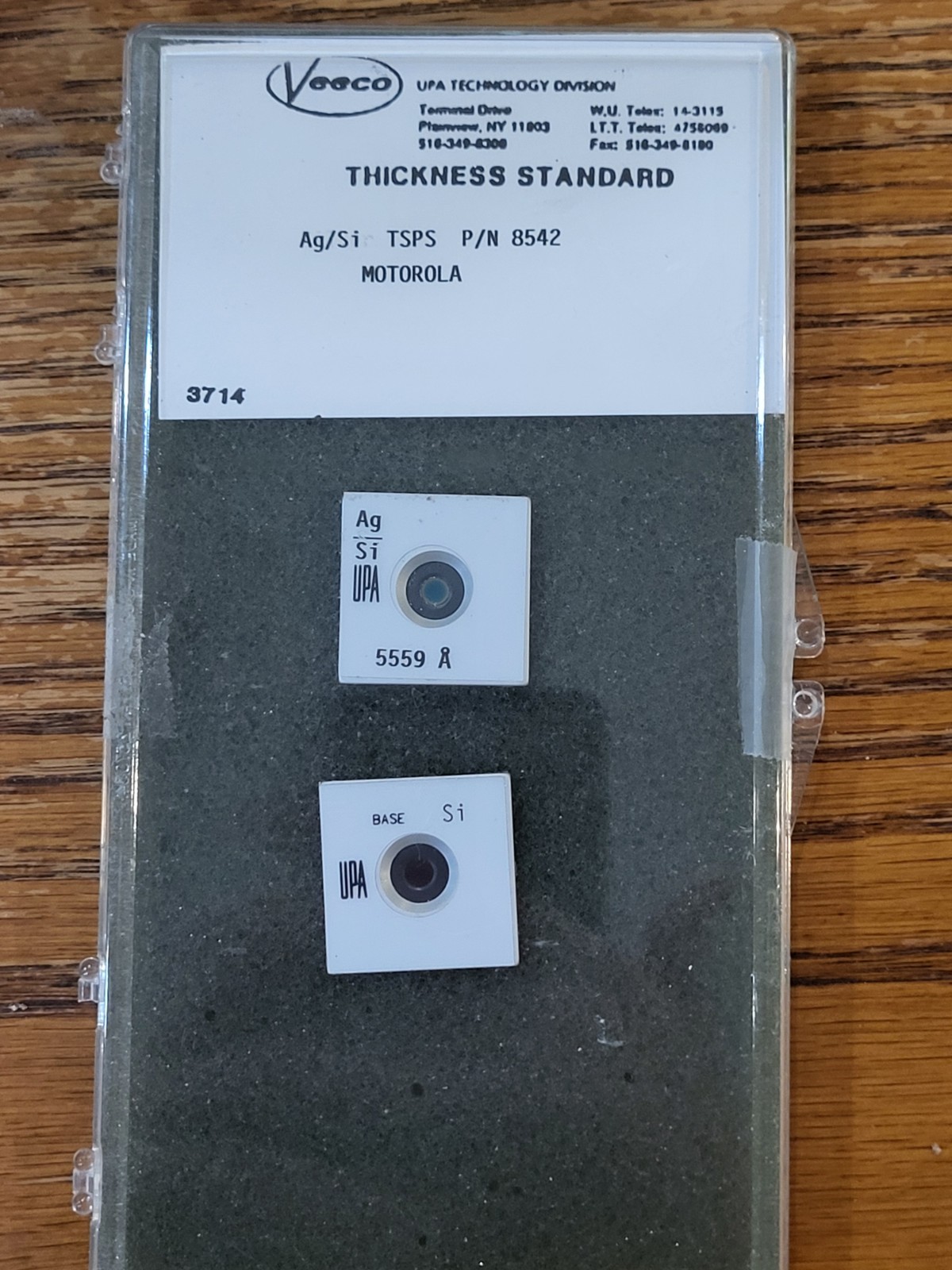 UPA Veeco Ag/Si Coating Thickness Calibration Standard Set w Disks.