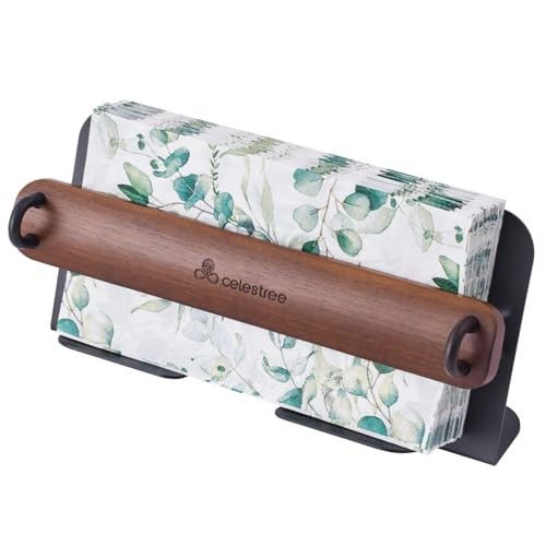 Rectangular Napkin Holder Wooden -  Paper Napkin Dispenser with Walnut Brown
