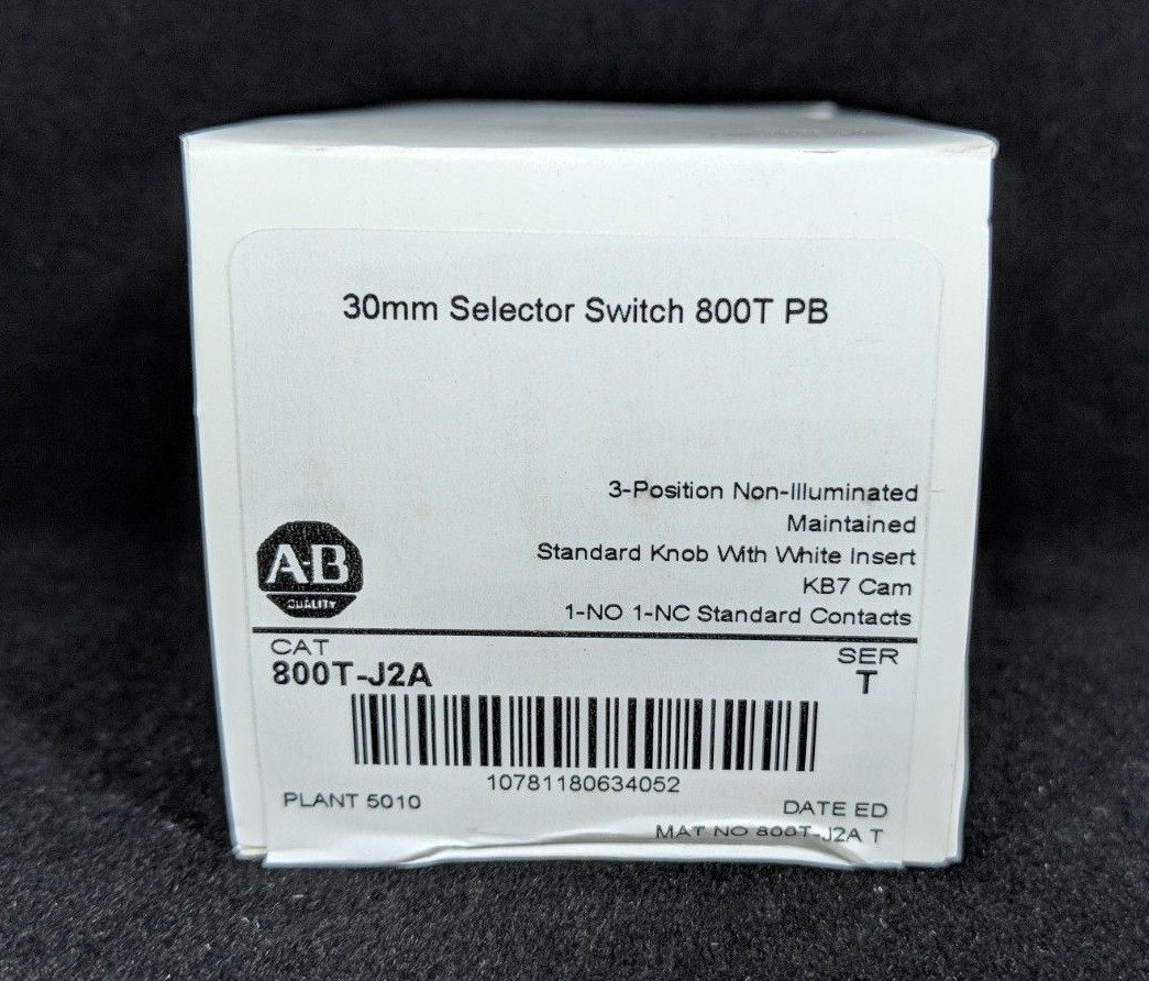 ALLEN BRADLEY 800T-J2A 800T 3 Position, Knob/Wing Lever, , White, Std. Knob
