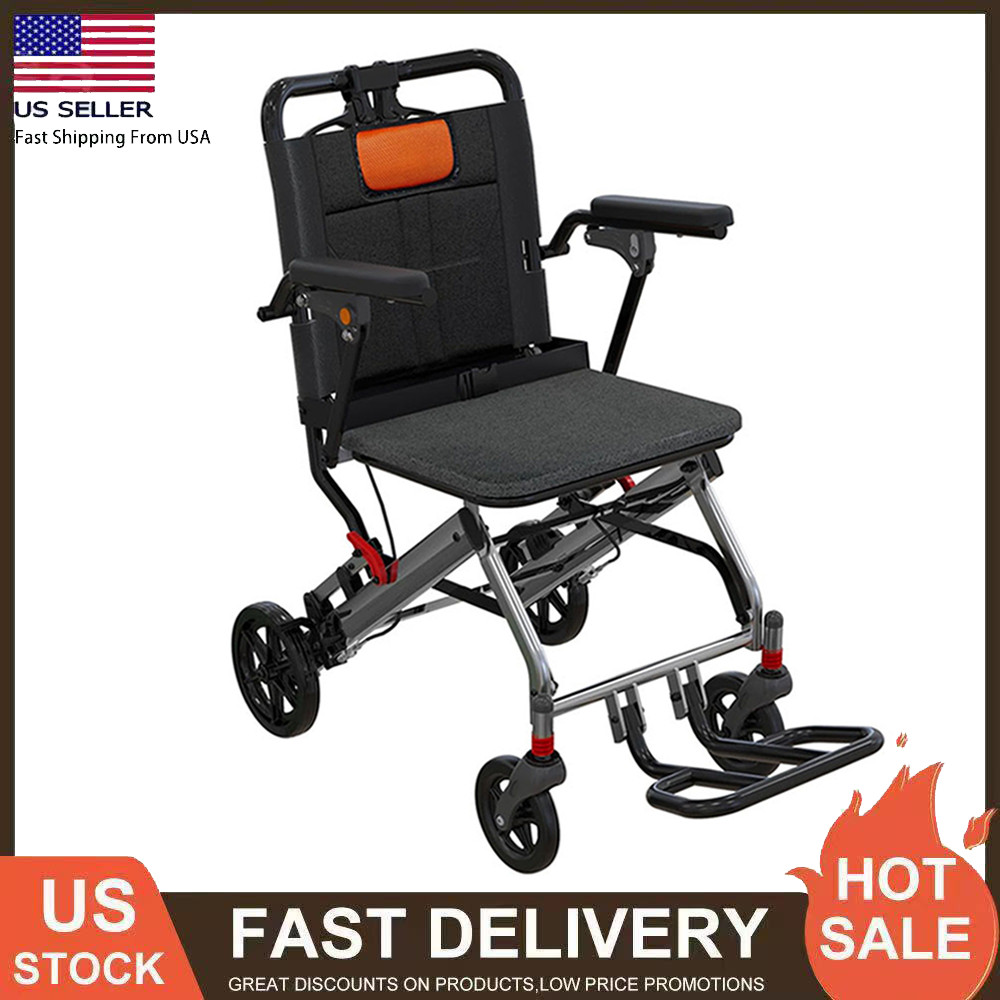 Lightweight Foldable Portable Wheelchair Travel Transport Wheelchair For Seniors